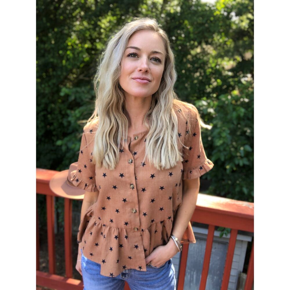 Star Print Peplum Top